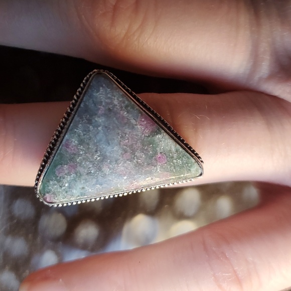New Ruby in Fuchsite 925 Silver Ring. - Picture 1 of 15